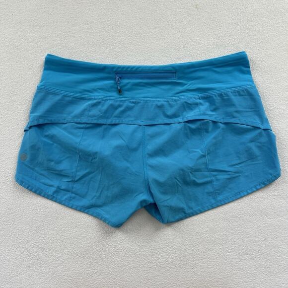 Lululemon Women Solid Bright Kayak Blue 4-way Mid Rise 2.5" Run Speed Short 6 - Picture 8 of 8